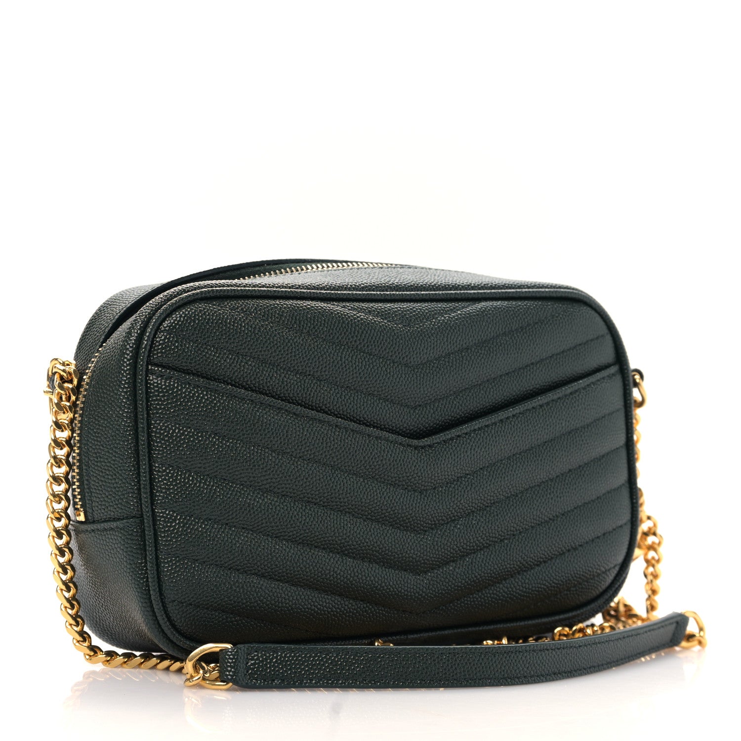 Saint Laurent Grain De Poudre Matelasse Monogram Mini Lou Camera Bag New Vert Fonce 3 of 10