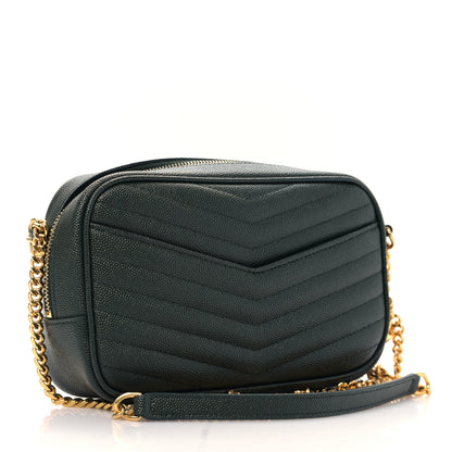 Saint Laurent Grain De Poudre Matelasse Monogram Mini Lou Camera Bag New Vert Fonce 3 of 10