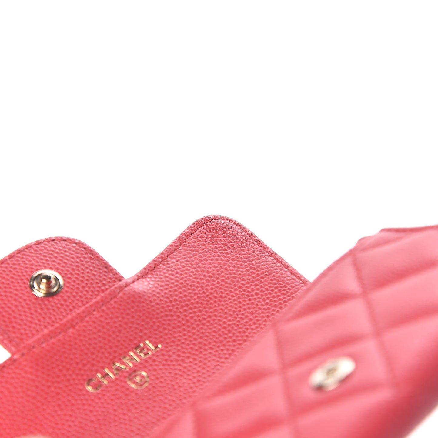 Caviar Quilted Flap Card Holder Wallet Pink