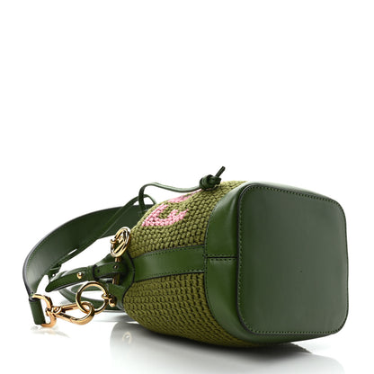 Fendi Crochet Vitello King F is Fendi Logo Woven Mini Mon Tresor Bucket Bag Verde Militare Rosa 4 of 8