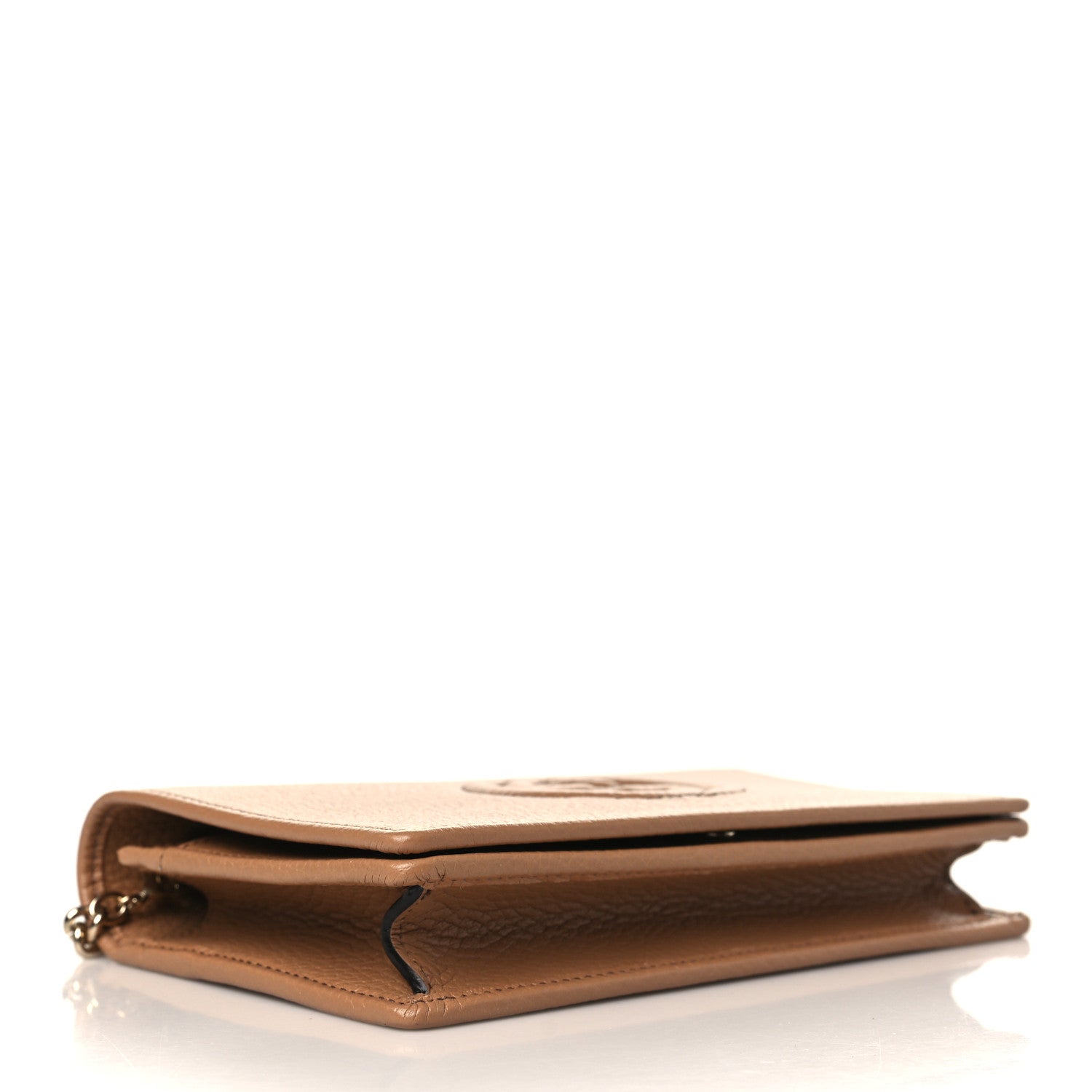 Gucci Pebbled Calfskin Soho Wallet on Chain Camelia 3 of 8