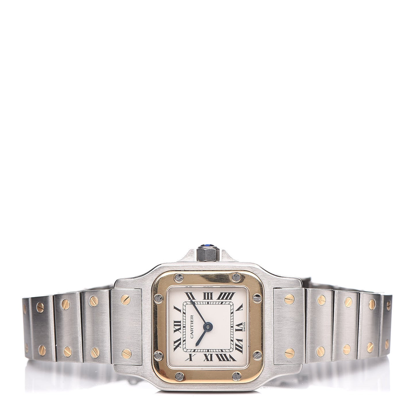 Stainless Steel 18K Yellow Gold 24mm Santos De Cartier Galbee Quartz Watch