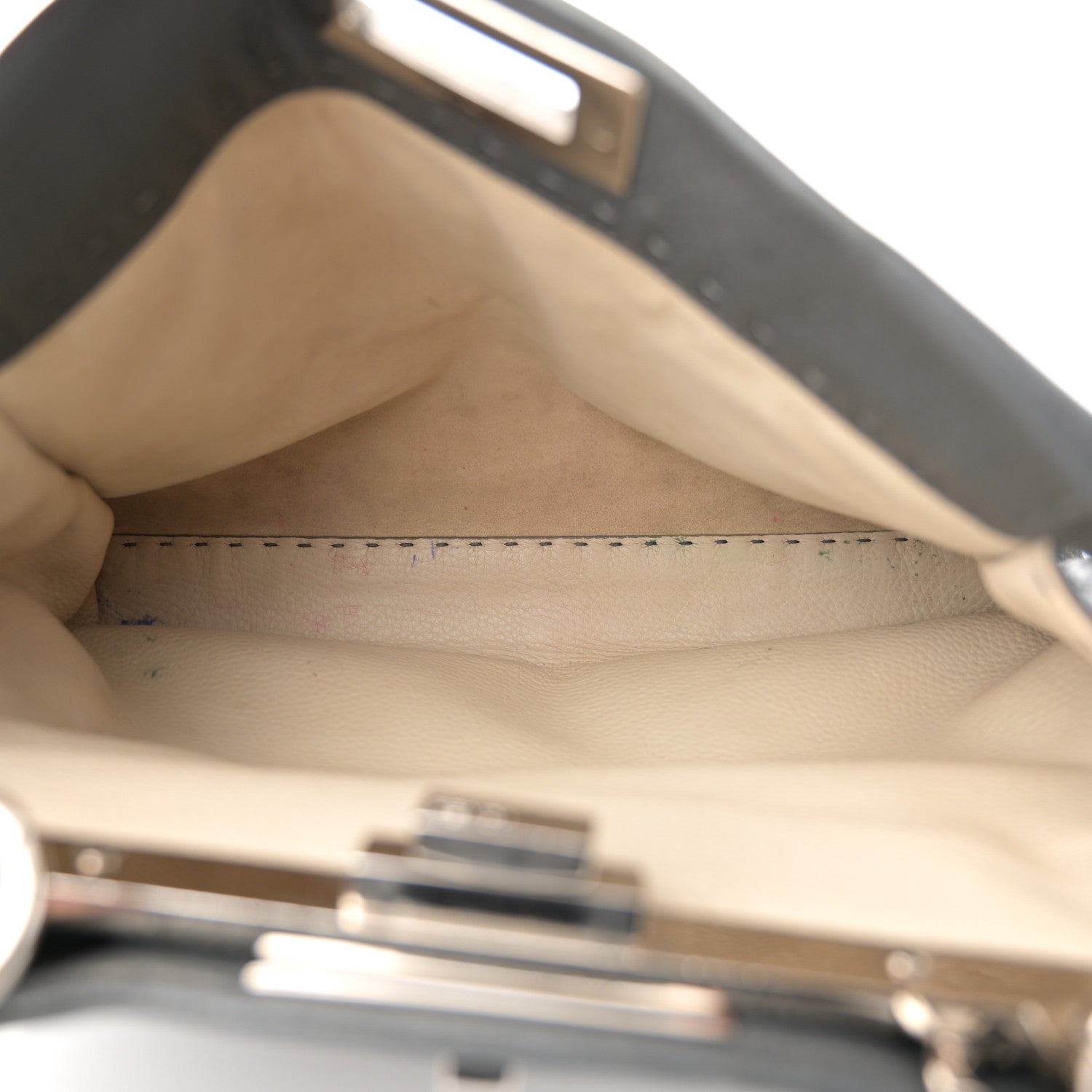 Fendi Cuoio Romano Selleria Bi-Color Medium Peekaboo Iconic Satchel Asfalto Latte 5 of 24