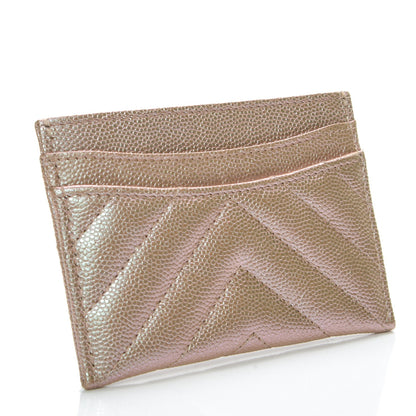 Chanel Metallic Caviar Chevron Quilted Card Holder Light Gold 3 of 6