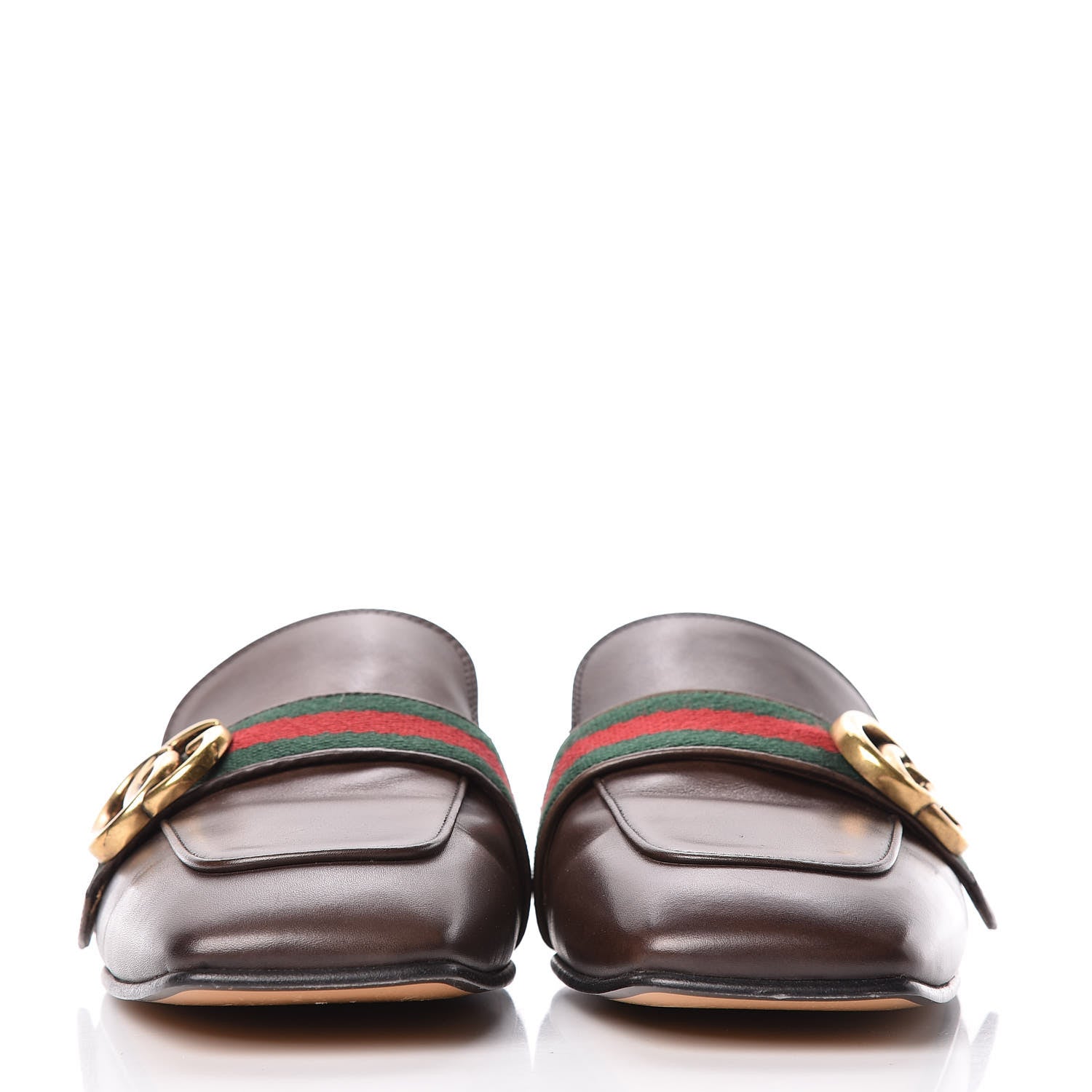 Gucci Calfskin Web Womens Peyton GG Slippers 39 Dark Brown 2 of 14
