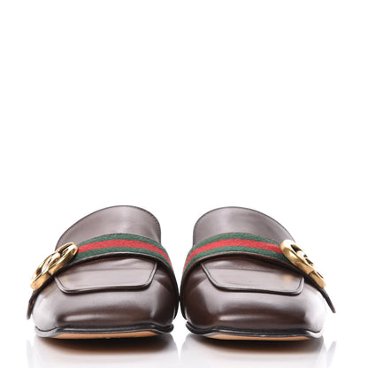 Gucci Calfskin Web Womens Peyton GG Slippers 39 Dark Brown 2 of 14