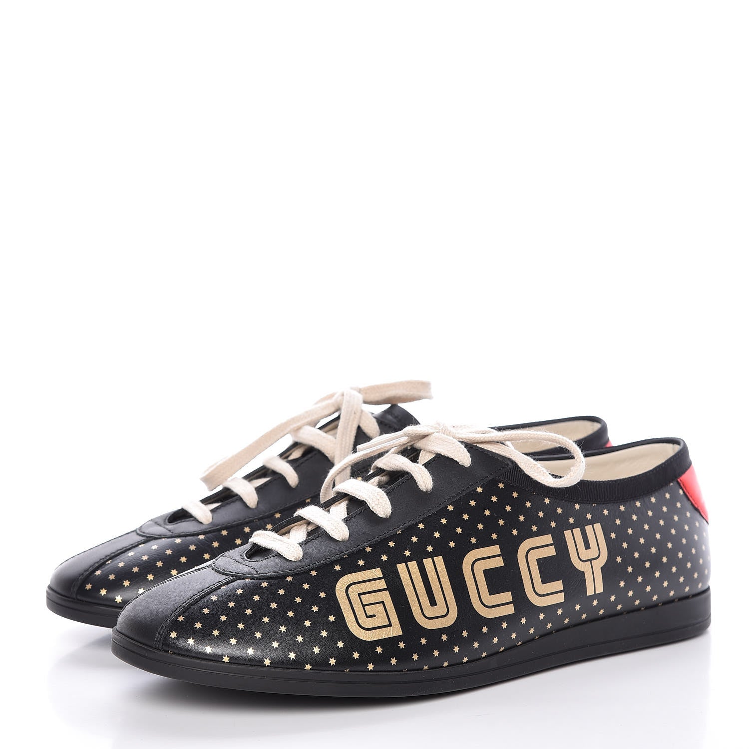 Gucci X SEGA Calfskin GUCCY Stars Mens Falacer Sneakers 7.5 Black 3 of 9
