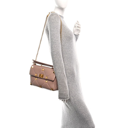 Valentino Garavani Nappa Large Roman Stud Shoulder Bag Rose Cannelle 2 of 9
