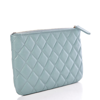 Chanel Caviar Quilted Cosmetic Case Light Blue 3 of 8