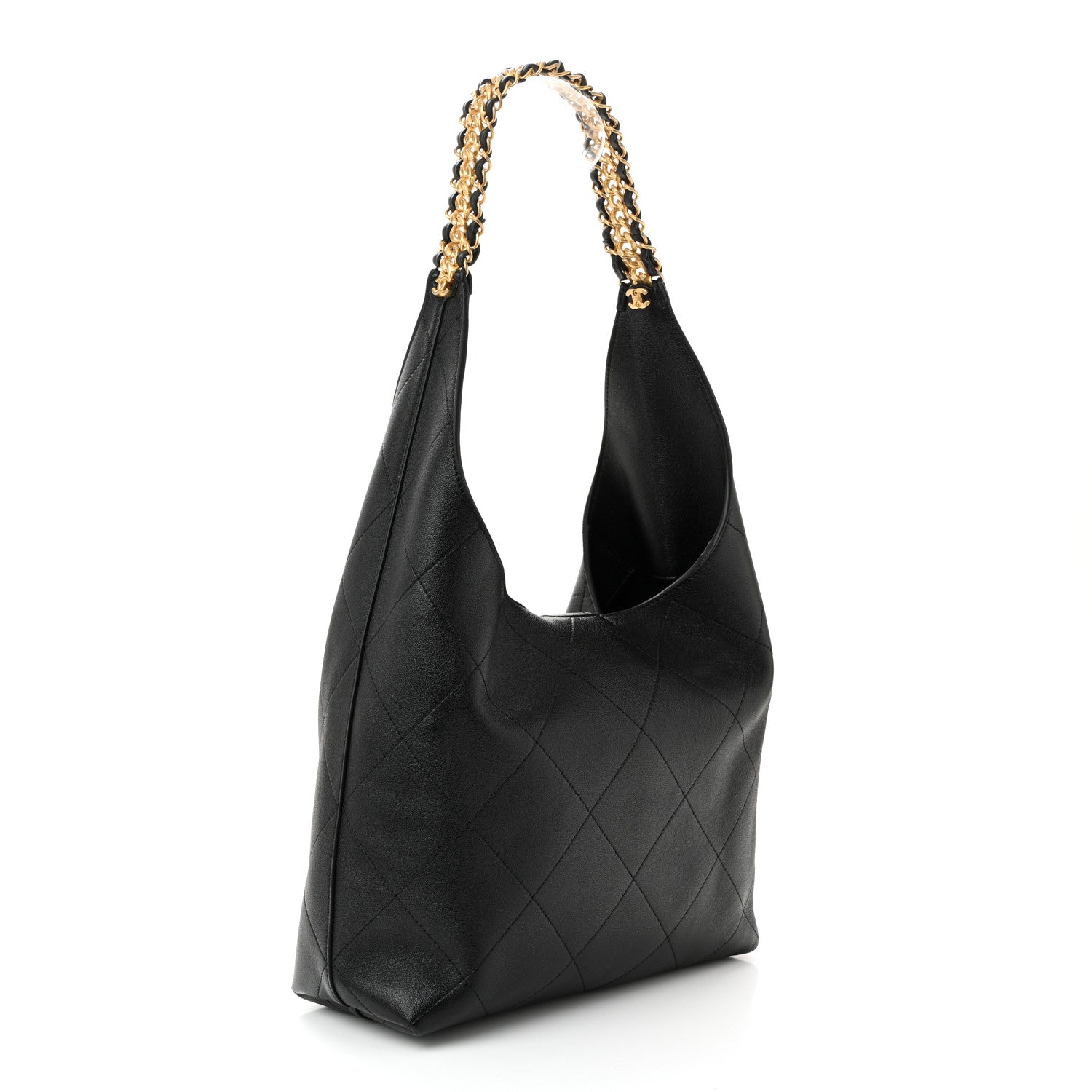 Chanel Shiny Lambskin Quilted Medium Hobo Black 5 of 21