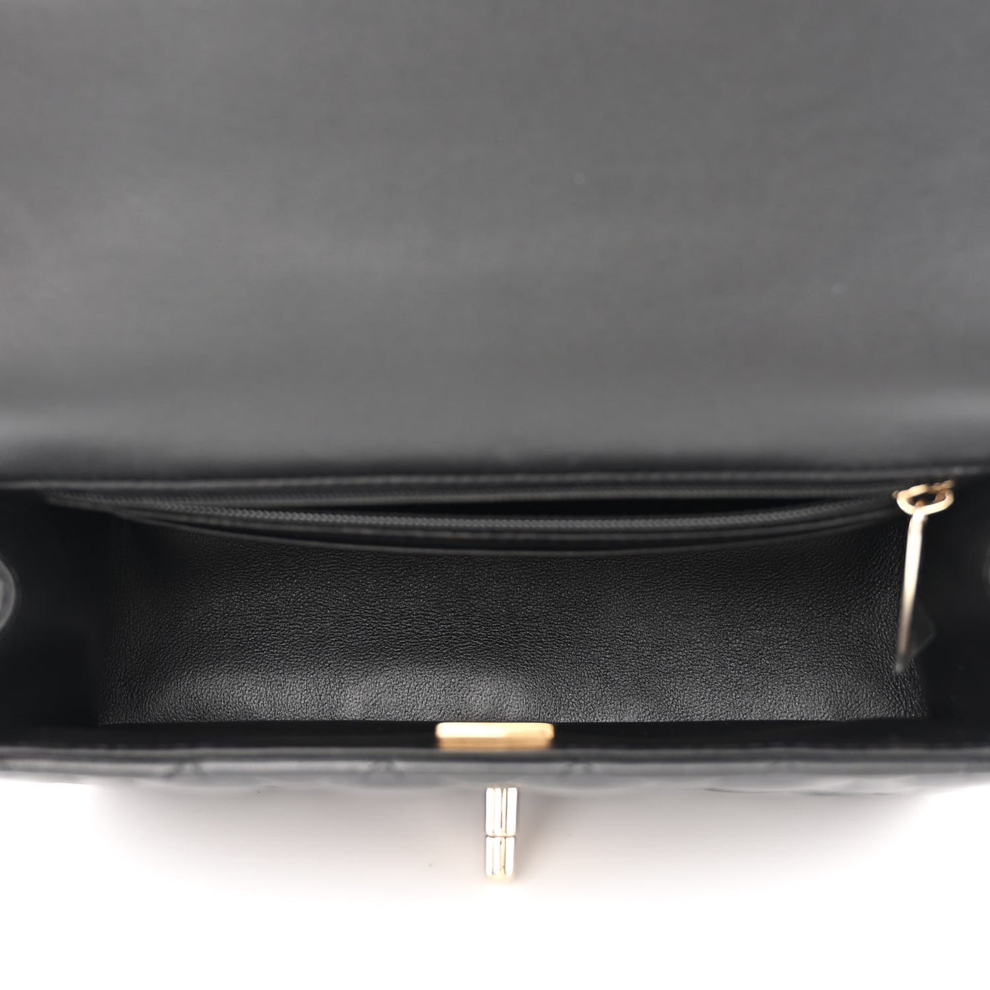 Lambskin Quilted Mini Top Handle Rectangular Flap Black