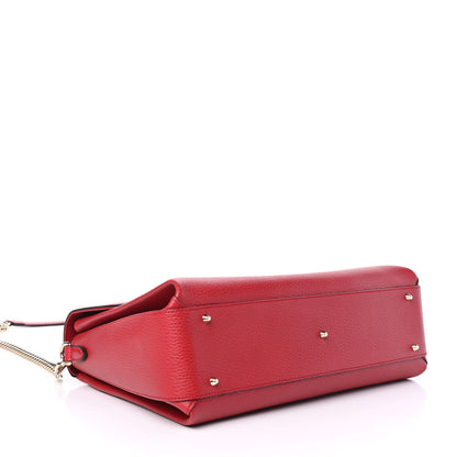 Gucci Dollar Calfskin Medium Interlocking G Top Handle Shoulder Bag Red 3 of 4