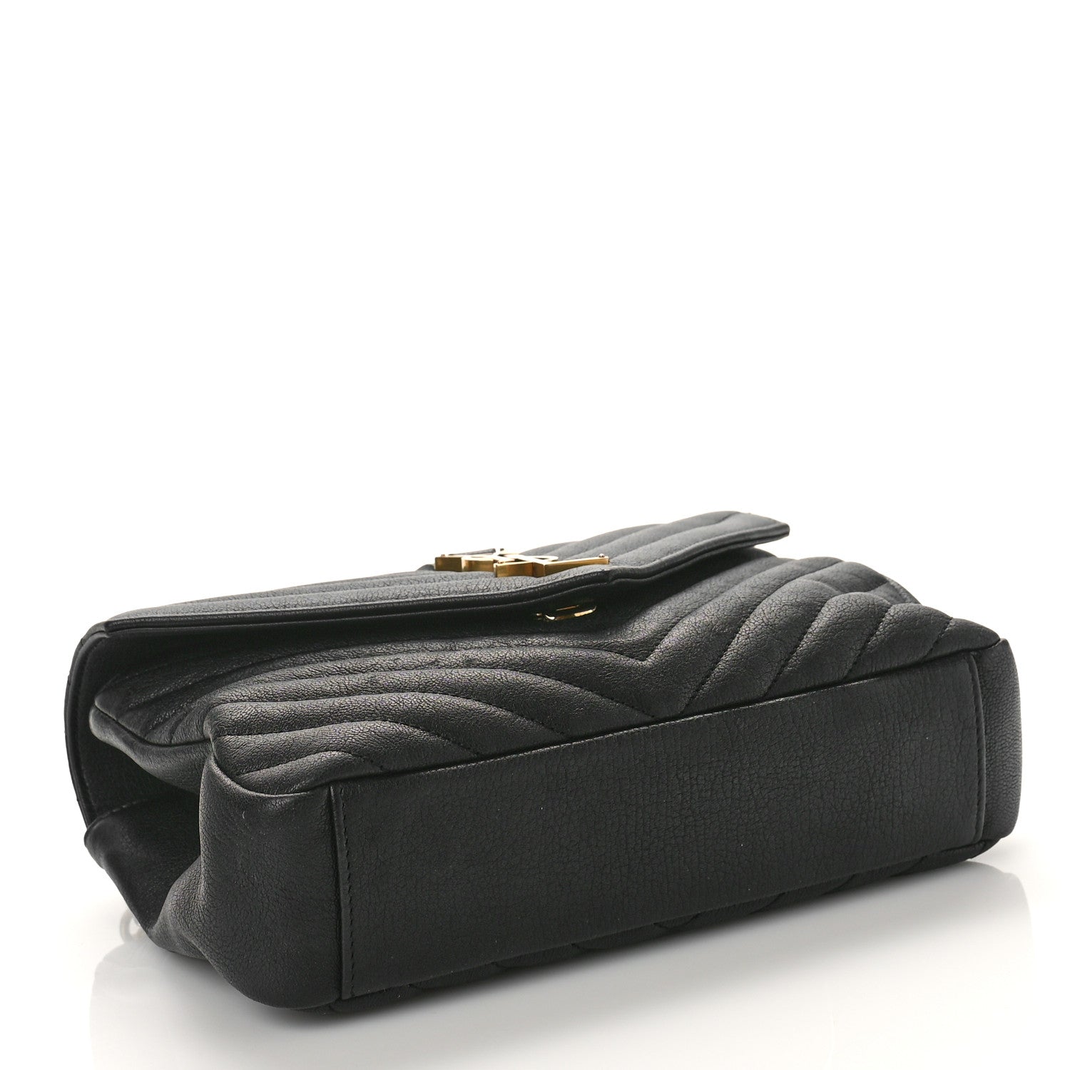 Saint Laurent Sheepskin Matelasse Chevron Monogram Medium College Bag Black 4 of 10
