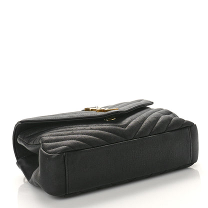 Saint Laurent Sheepskin Matelasse Chevron Monogram Medium College Bag Black 4 of 10