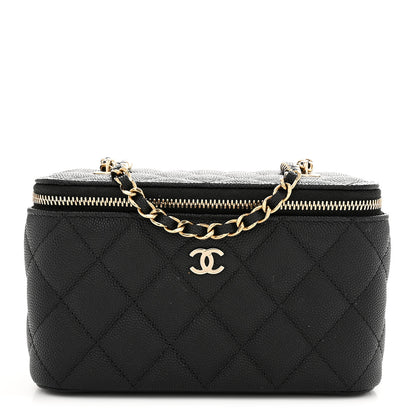 Chanel Caviar Quilted Small Tiny CC Vanity Case With Chain Black 1 of 11
