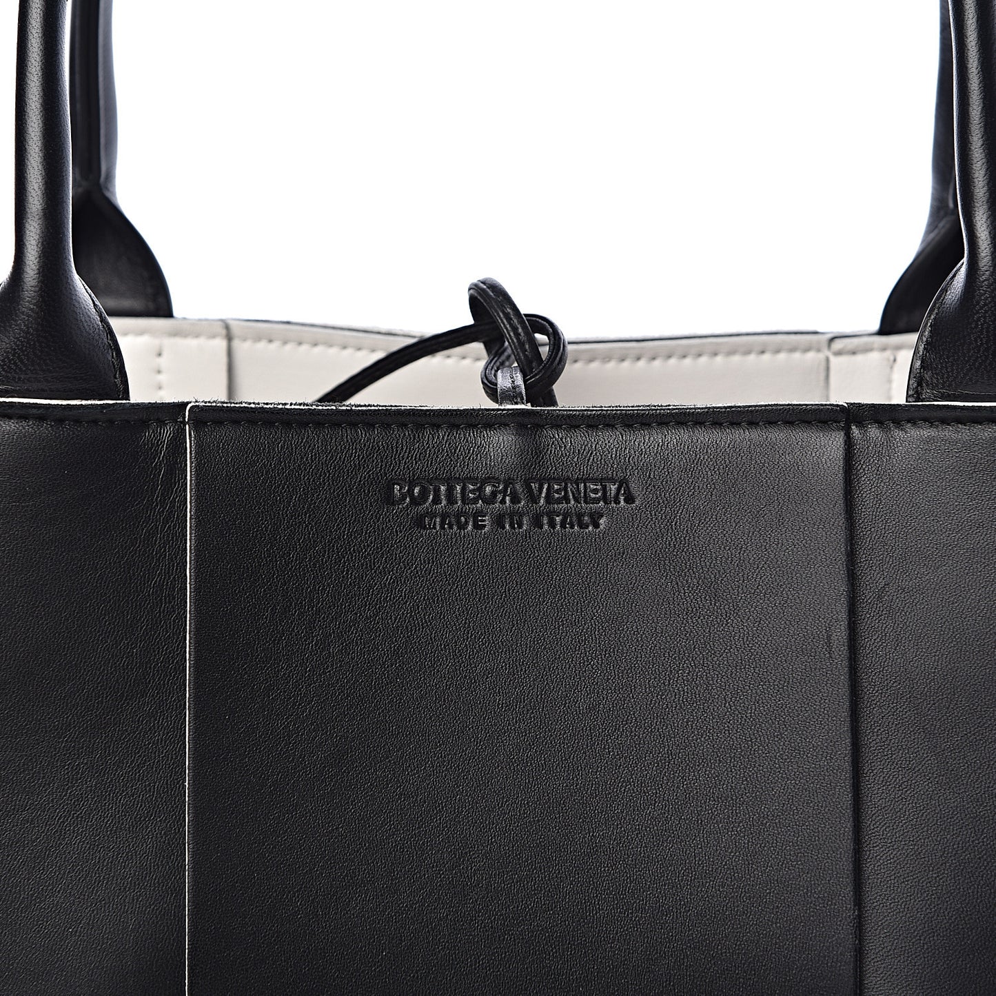 Nappa Maxi Intrecciato Medium Arco Tote Black White