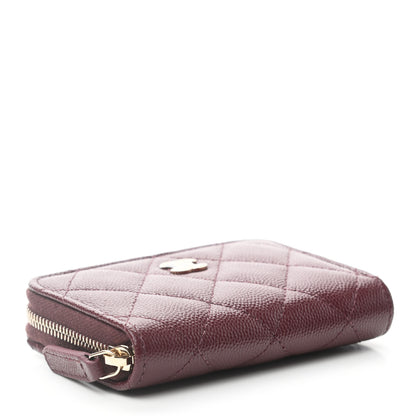 Chanel Caviar Quilted Zip Around Coin Purse Burgundy 4 of 7