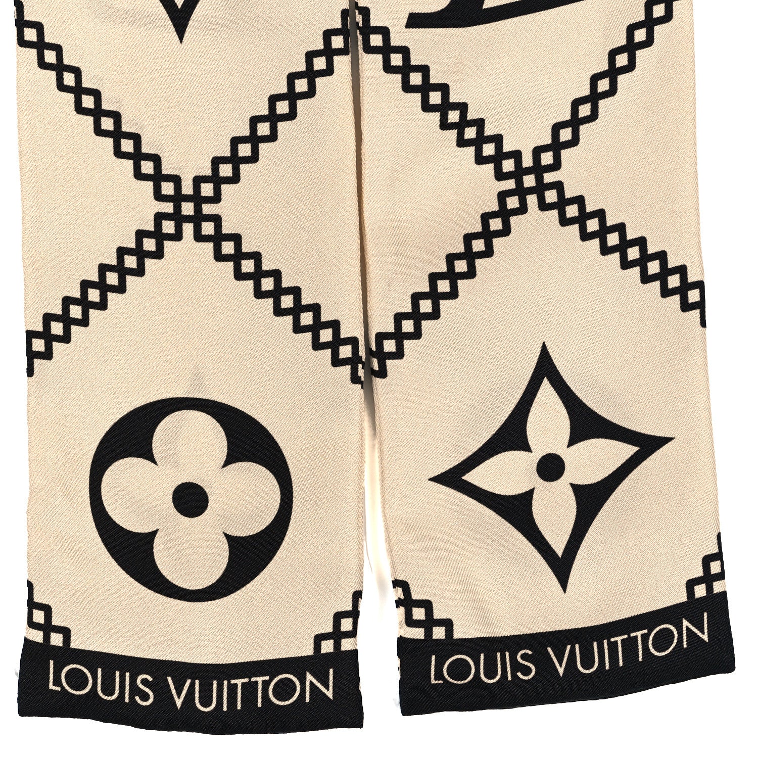 Louis Vuitton Silk Monogram Croisillon Bandeau Cream Black 3 of 3