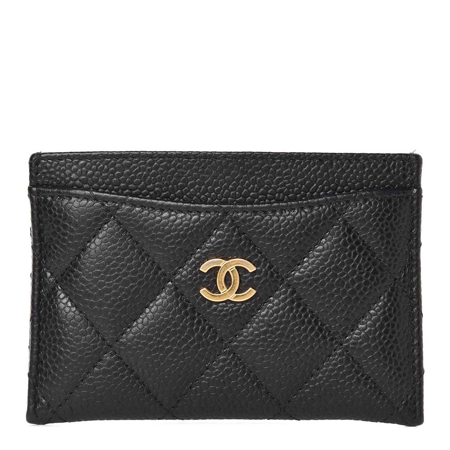Caviar Quilted Card Holder Black