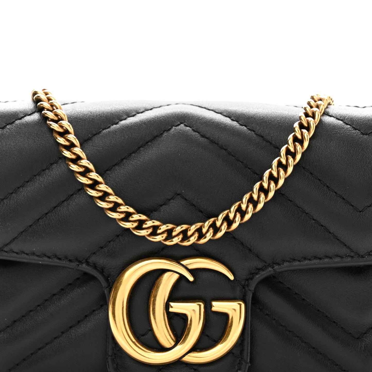Calfskin Matelasse Super Mini GG Marmont Shoulder Bag Black