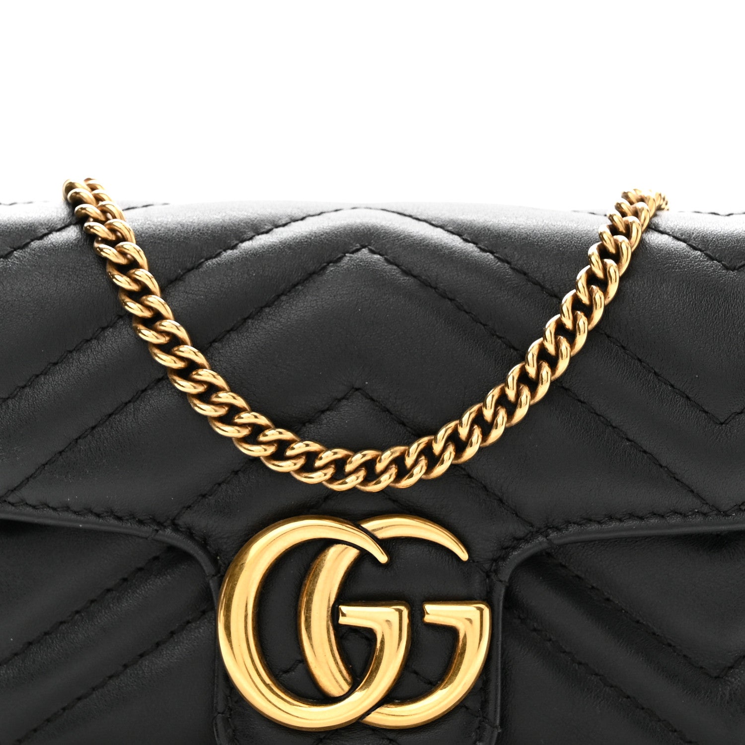 Gucci Calfskin Matelasse Super Mini GG Marmont Shoulder Bag Black 8 of 10