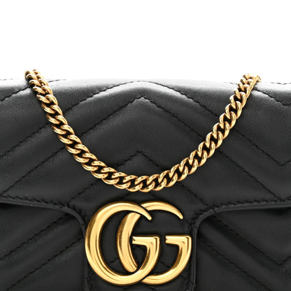 Gucci Calfskin Matelasse Super Mini GG Marmont Shoulder Bag Black 8 of 10