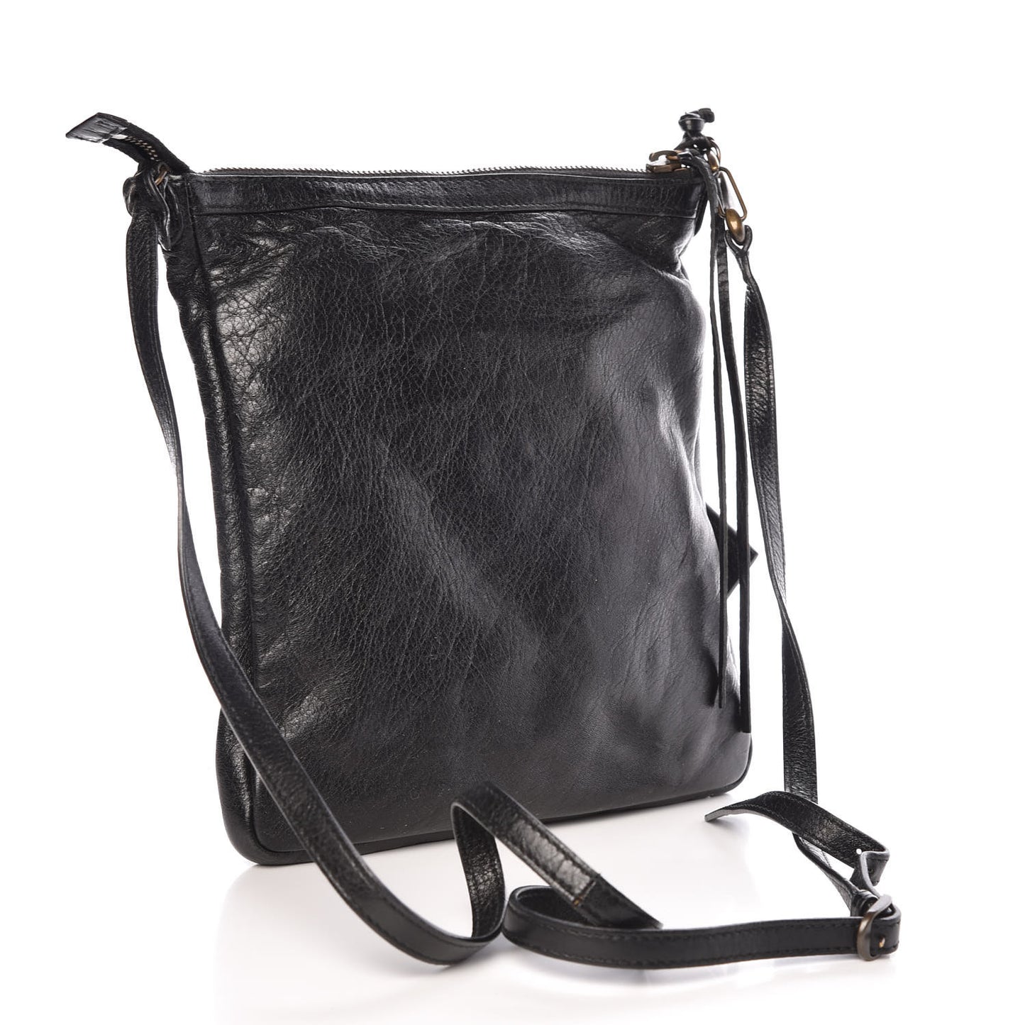 Agneau Classic Hardware Flat Crossbody Black