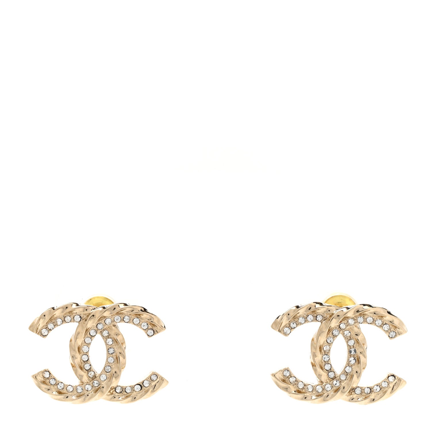 Chanel Crystal Timeless CC Earrings Light Gold 1 of 4