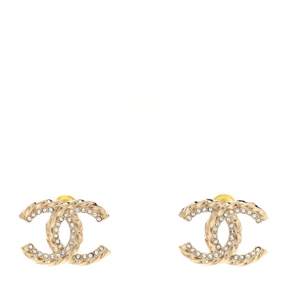 Chanel Crystal Timeless CC Earrings Light Gold 1 of 4