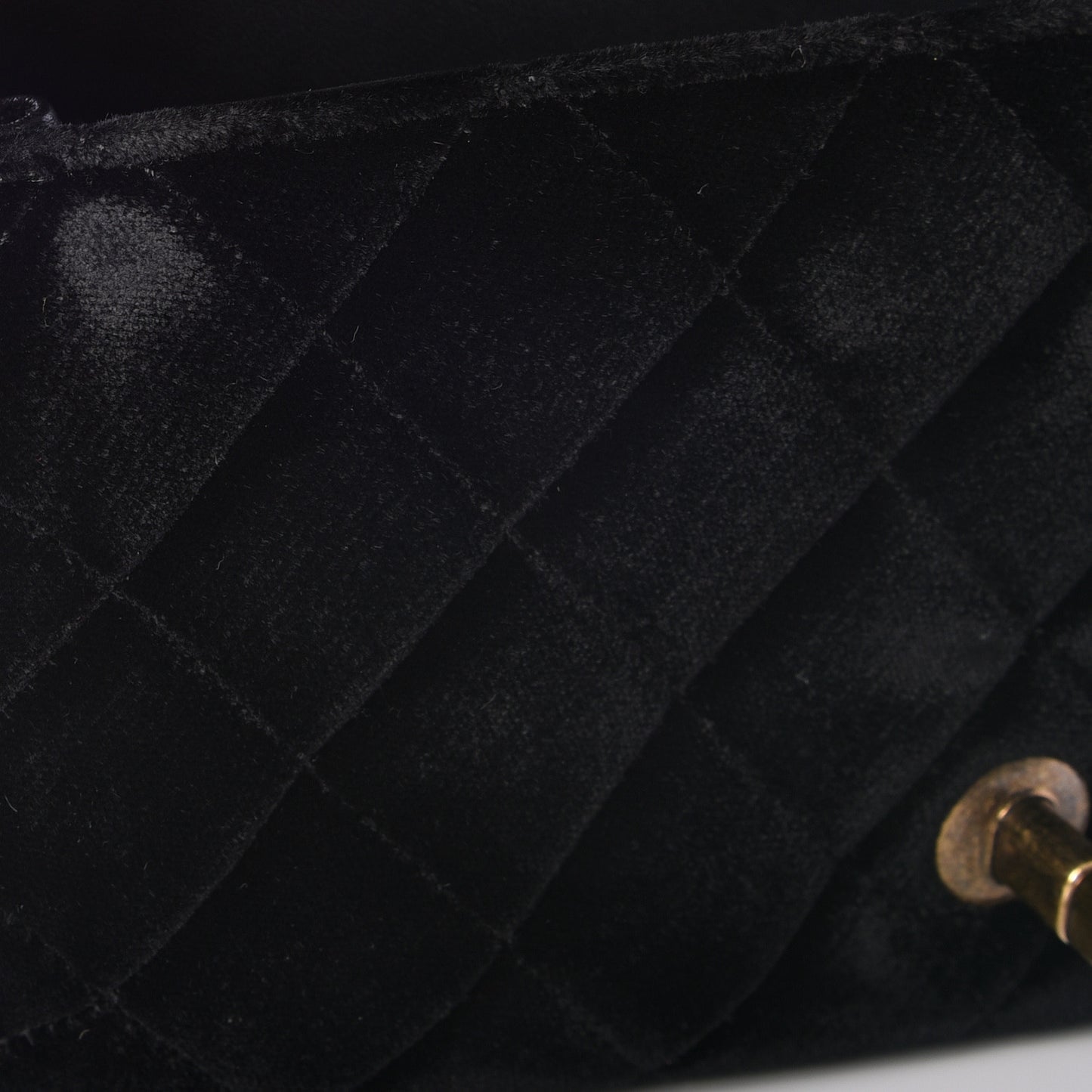 Velvet Quilted Mini Rectangular Flap Black