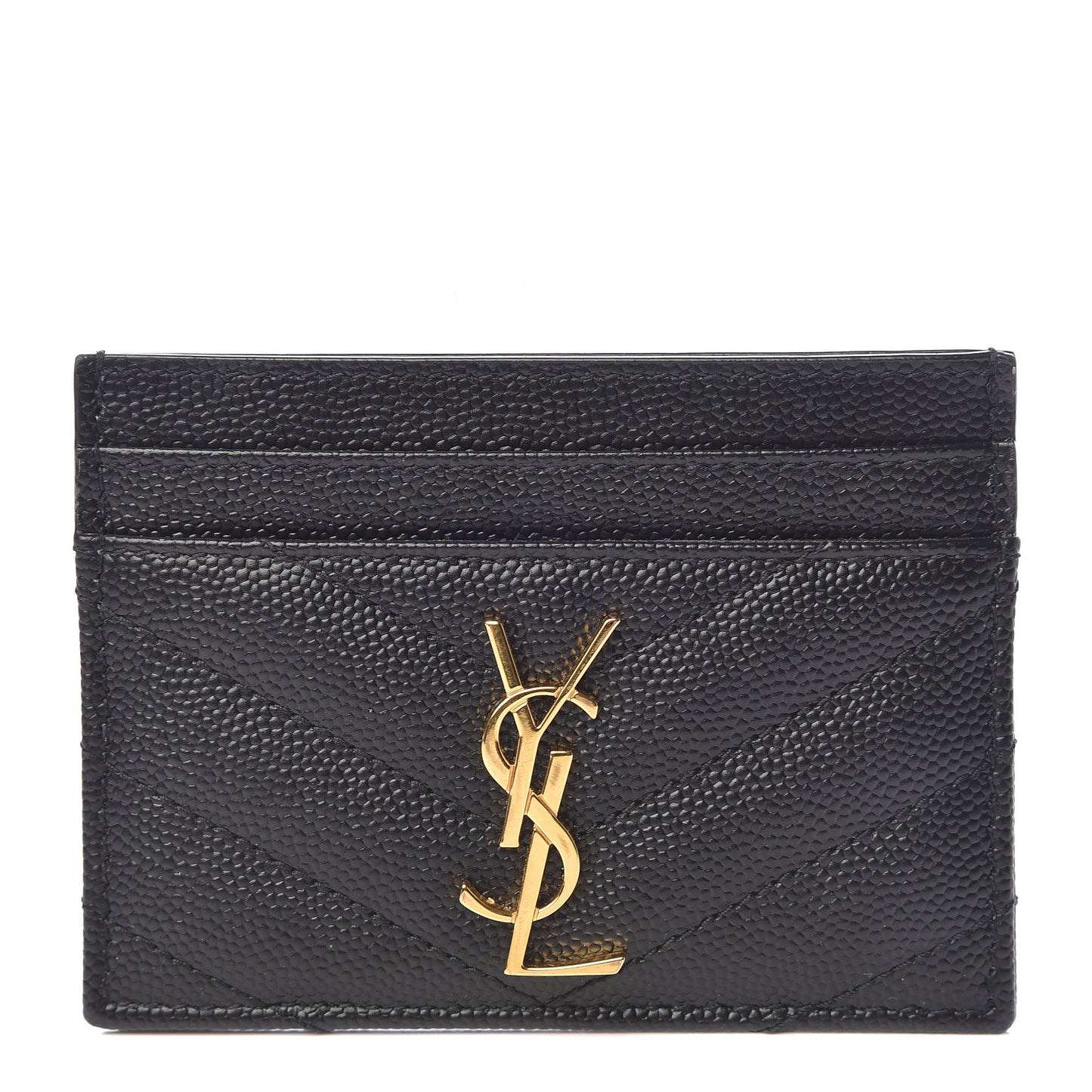 Grain De Poudre Matelasse Chevron Monogram Credit Card Case Black