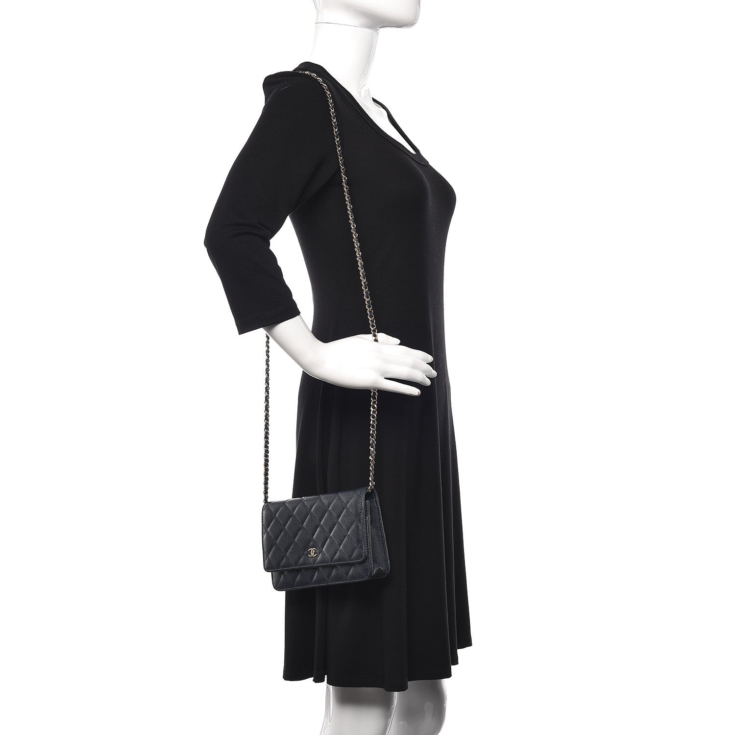 Chanel Caviar Quilted Wallet On Chain WOC Navy Blue 2 of 11