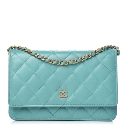 Chanel Calfskin Quilted Wallet On Chain WOC Green 1 of 11