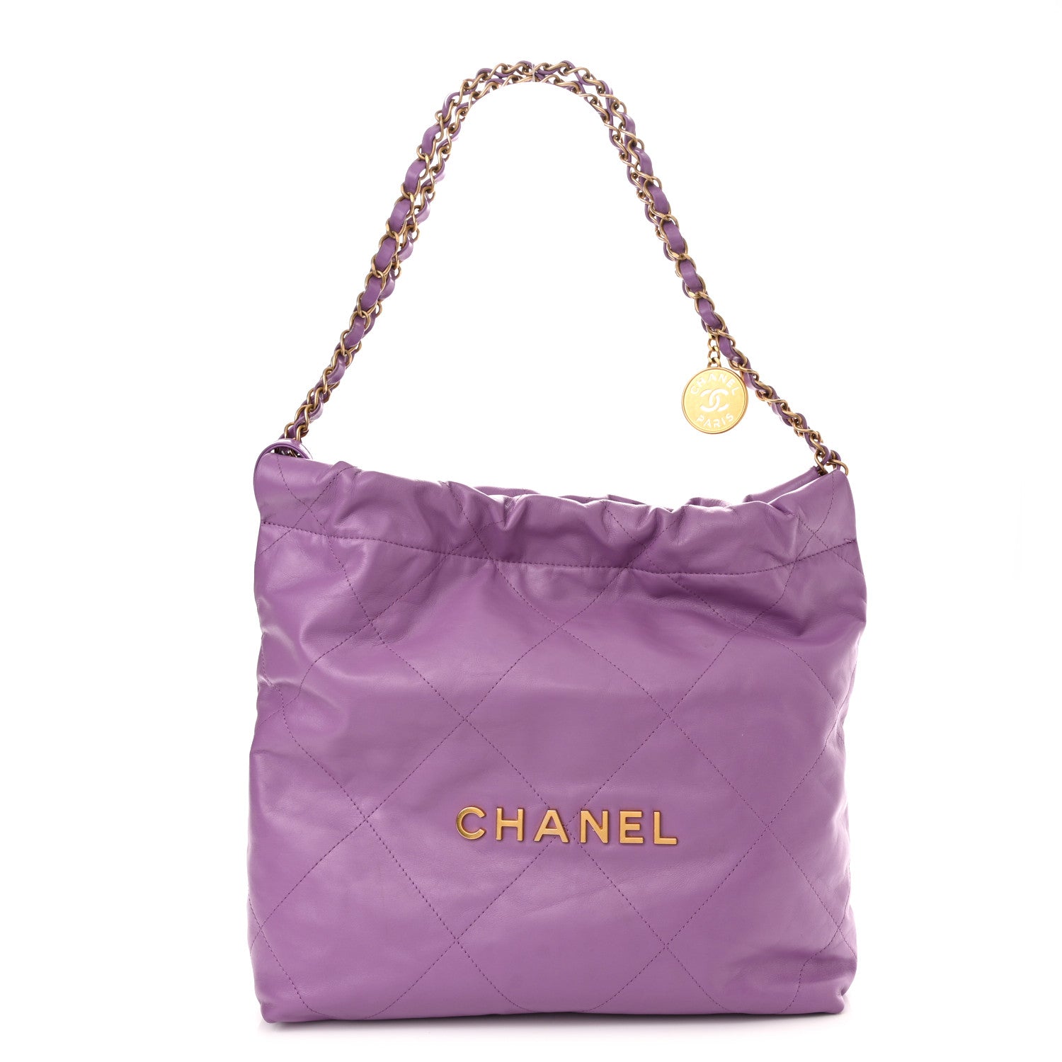 Chanel Shiny Calfskin Quilted Small Chanel 22 Purple 3 of 11