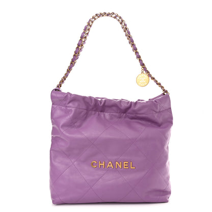 Chanel Shiny Calfskin Quilted Small Chanel 22 Purple 3 of 11