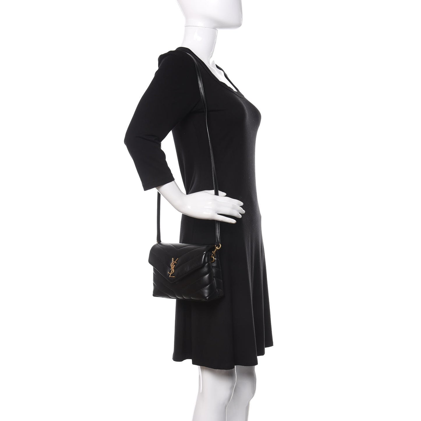 Calfskin Y Quilted Monogram Toy Loulou Crossbody Bag Black