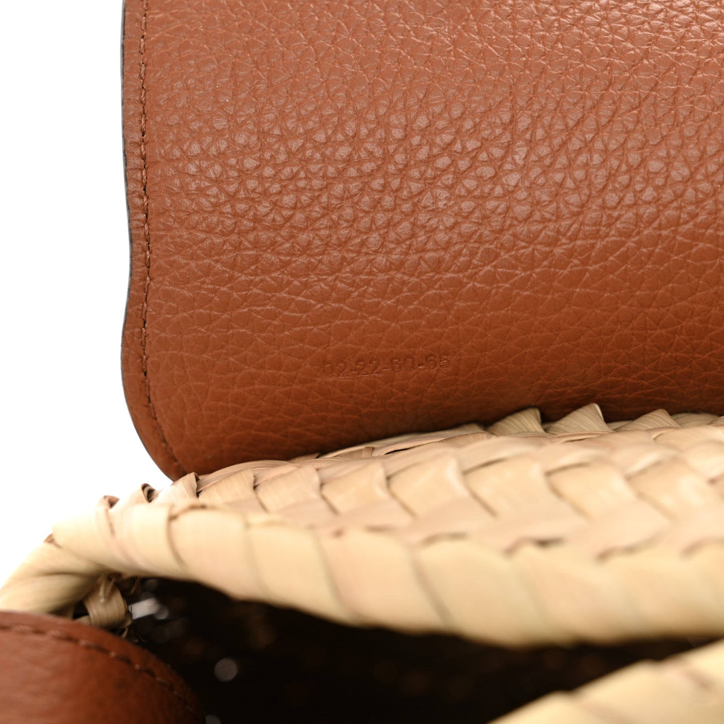 Raffia Small Grain Calfskin Small Marcie Basket Crossbody Tan