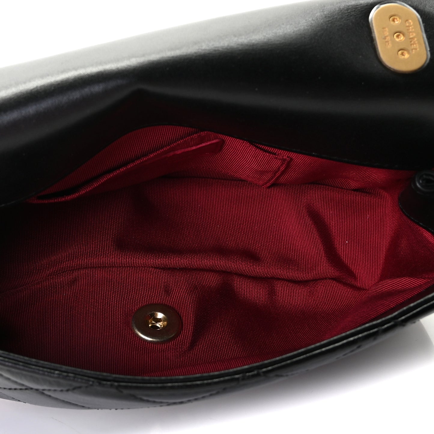 Calfskin Quilted Mini Rectangular Crystal Pearls Chain Flap Black