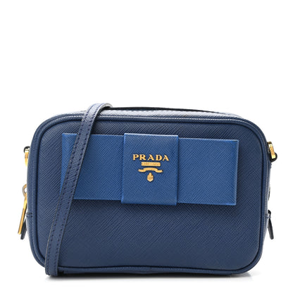 Prada Saffiano Fiocco Bow Camera Crossbody Bag Bluette 1 of 10