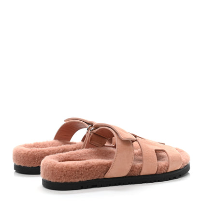 Hermes Suede Goatskin Woolskin Womens Chypre Sandals 36 Rose Aube 3 of 4