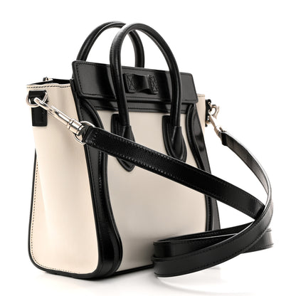 Celine Smooth Calfskin Lizard Embossed Nano Luggage White Black 3 of 9