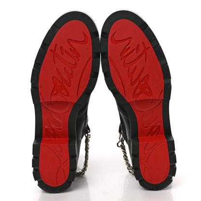 Christian Louboutin Calfskin Chain Link Combat Boots 41 Black 5 of 8