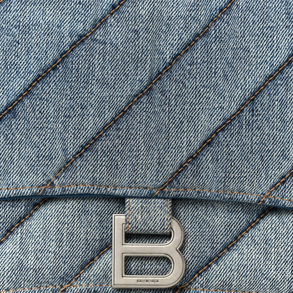 Balenciaga Washed Denim Quilted Medium Crush Chain Bag Denim Blue 8 of 10