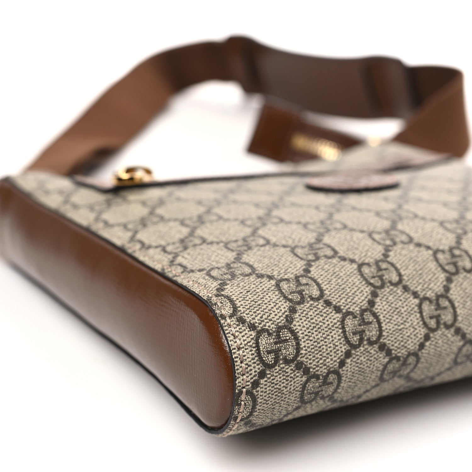 Gucci GG Supreme Monogram Azalea Calfskin Retro Interlocking G Flat Messenger Bag Beige Ebony Brown Sugar 8 of 9