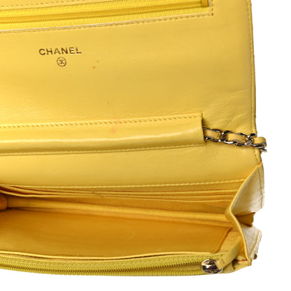 Chanel Lambskin Quilted Wallet on Chain WOC Yellow 5 of 19