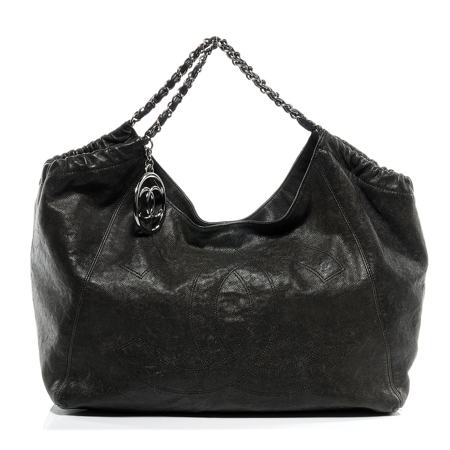 Distressed Caviar XL Coco Cabas Black
