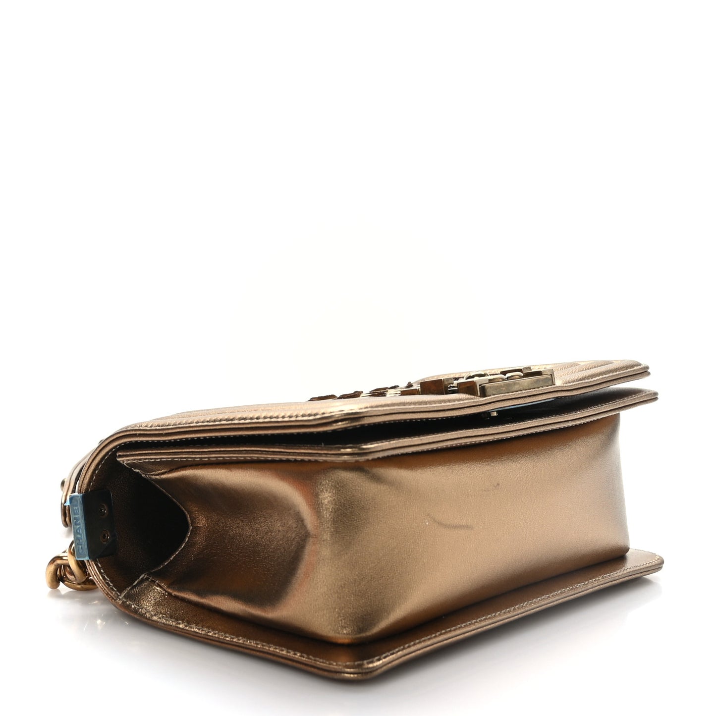Snakeskin Calfskin Small Boy Flap Gold