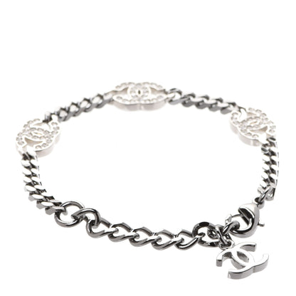 Chanel Crystal CC Chain Bracelet Silver 3 of 5