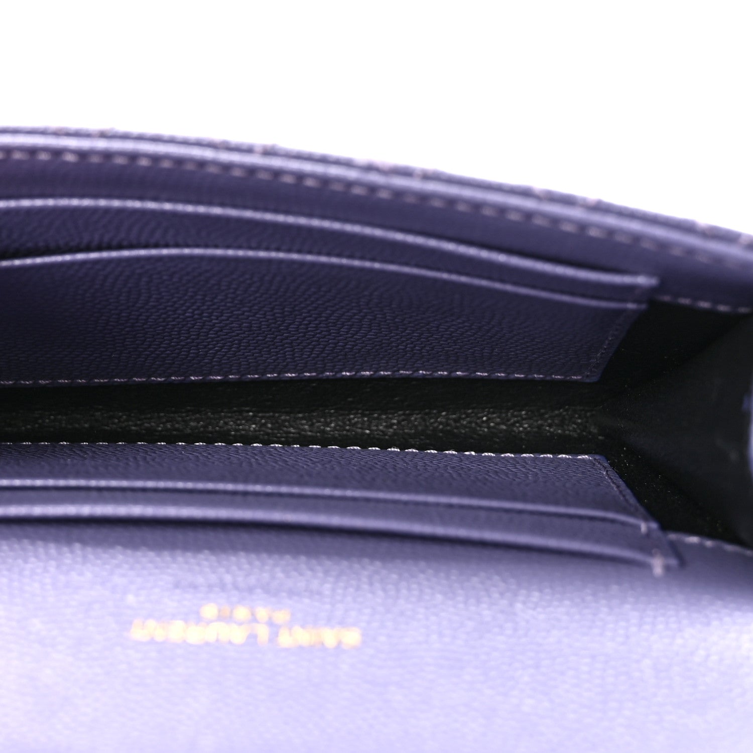 Saint Laurent Grain De Poudre Textured Mixed Matelasse Triquilt Small Monogram Envelope Wallet Dark Wisteria 5 of 6