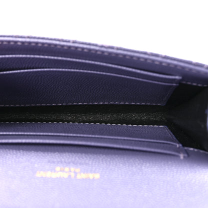Saint Laurent Grain De Poudre Textured Mixed Matelasse Triquilt Small Monogram Envelope Wallet Dark Wisteria 5 of 6